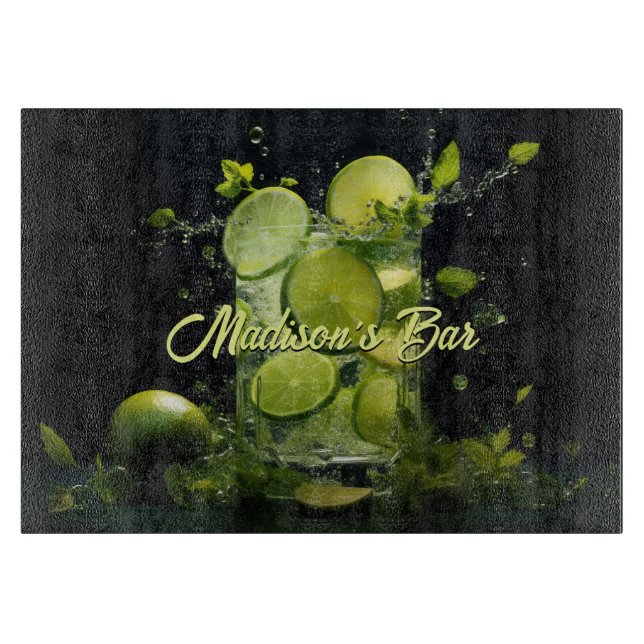 Benutzerdefinierter Text Mojito Cocktail Schneidebrett (Vorderseite)