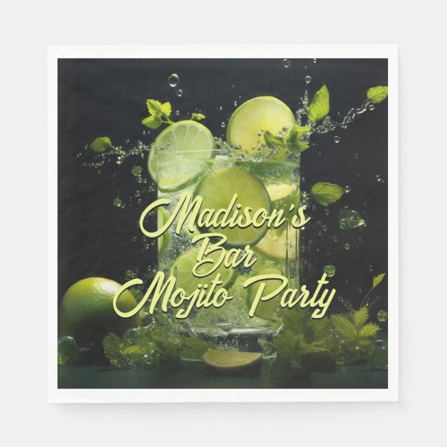 Benutzerdefinierter Text Mojito Cocktail Serviette (Vorderseite)