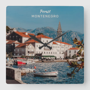 Benutzerdefinierter Text Montenegro Quadratische Wanduhr