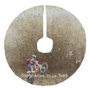 Benutzerdefinierter Text/ Motorrad Männer Mudding Leinenimitat Weihnachtsbaumdecke