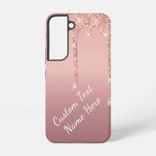 Benutzerdefinierter Text Name Rose Gold Rosé Glitt Samsung Galaxy Hülle