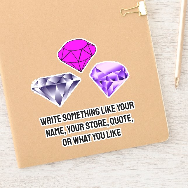 Benutzerdefinierter Text neben Diamantsteinen Aufkleber (Notizbuch)