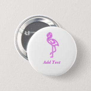 Benutzerdefinierter Text Neonpinken Flamingo-Firme Button