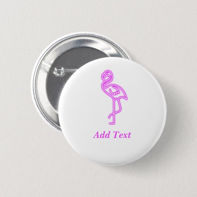 Benutzerdefinierter Text Neonpinken Flamingo-Firme Button (Vorne & Hinten)