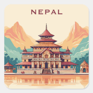 Benutzerdefinierter Text Nepal Quadratischer Aufkleber