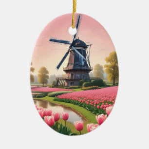 Benutzerdefinierter Text Niederlande Windmühlen Keramik Ornament
