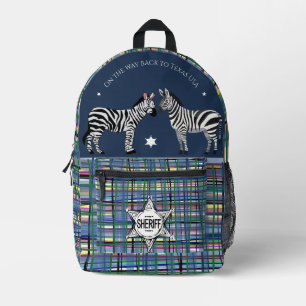 Benutzerdefinierter Text Niedlich zebra Tartan Hin Bedruckter Rucksack