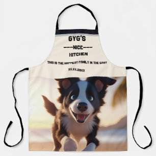 Benutzerdefinierter Text, niedlicher Schwarzweißhu Schürze