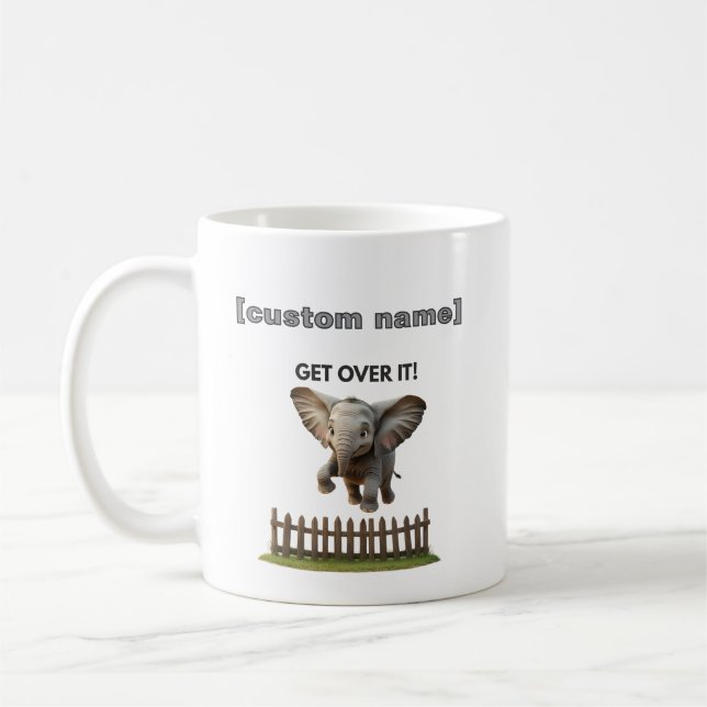 Benutzerdefinierter Text oder Name Flying Elephant Kaffeetasse (Links)
