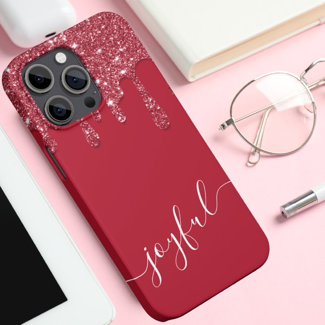 Benutzerdefinierter Text oder Name von Red Glitzer Case-Mate iPhone Hülle (Von Creator hochgeladen)