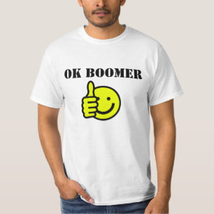 Benutzerdefinierter Text OK Boomer Gelbe Happy-Ges T-Shirt