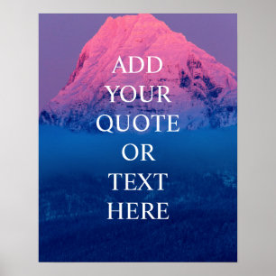 Benutzerdefinierter Text Ombre Berg Inspiration Zi Poster