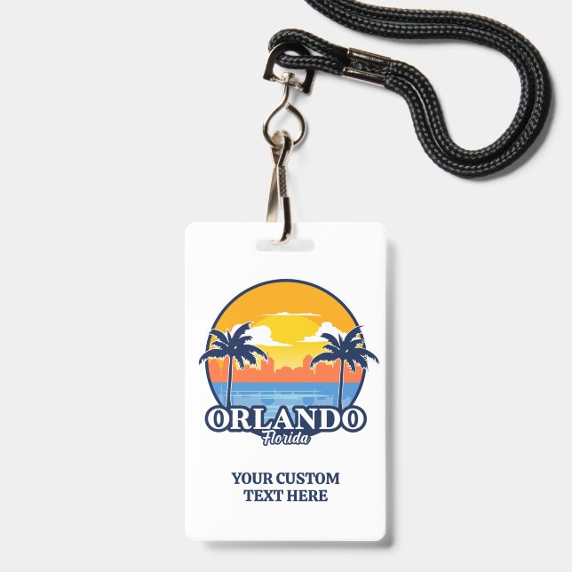 Benutzerdefinierter Text Orlando Florida Ausweis (Vorderseite mit Lanyard)