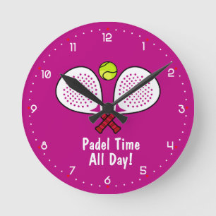 Benutzerdefinierter Text 🎾 Padel O'Clock Runde Wanduhr
