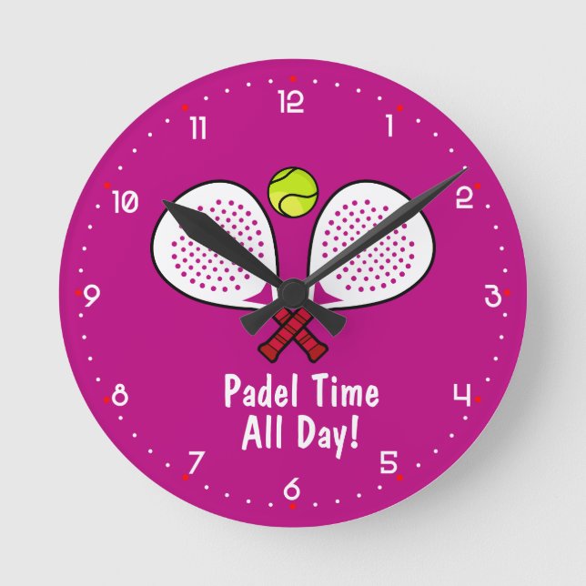 Benutzerdefinierter Text 🎾 Padel O'Clock Runde Wanduhr (Vorderseite)