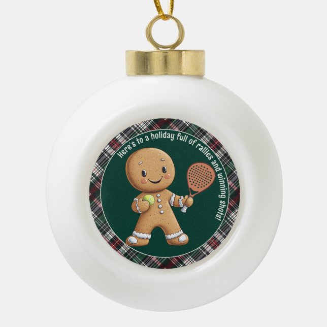 🎾 🎄 benutzerdefinierter Text, Padel Powered Chri Keramik Kugel-Ornament (Vorderseite)