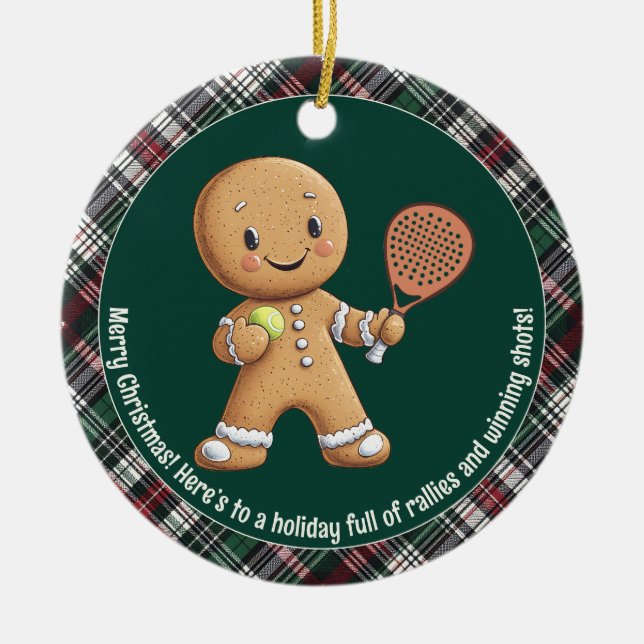🎾 🎄 benutzerdefinierter Text, Padel Powered Chri Keramik Ornament (Vorne)
