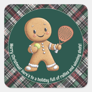 🎾 🎄 benutzerdefinierter Text, Padel Powered Chri Quadratischer Aufkleber