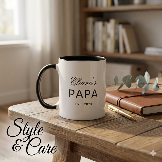 Benutzerdefinierter Text Papa Combo-Tasse Geschenk Tasse (Custom Text Papa Combo Mug Gift Personalized Design)