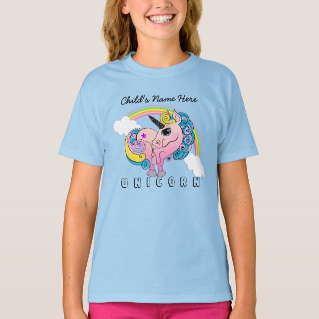 Benutzerdefinierter Text/ Pastel Unicorn Hübsche R T-Shirt (Vorderseite)