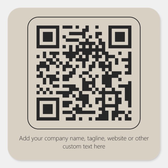 Benutzerdefinierter Text Pastell Creamy Vanilla QR Quadratischer Aufkleber (Vorderseite)