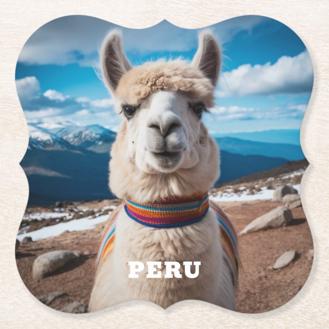 Benutzerdefinierter Text Peru Llama Untersetzer (Vorderseite)