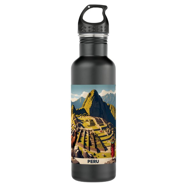 Benutzerdefinierter Text Peru Machu Picchu Edelstahlflasche (Vorderseite)