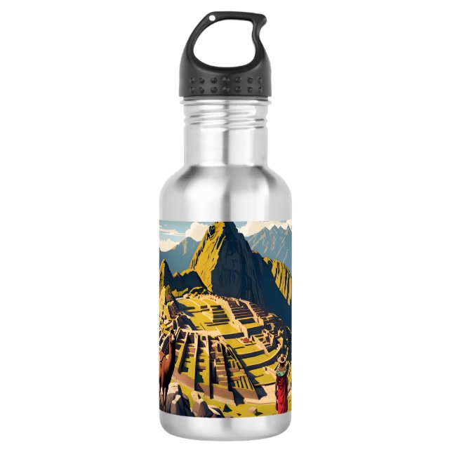 Benutzerdefinierter Text Peru Machu Picchu Edelstahlflasche (Vorderseite)