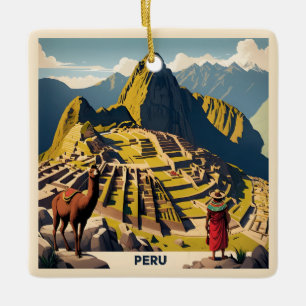 Benutzerdefinierter Text Peru Machu Picchu Keramikornament