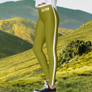 Benutzerdefinierter Text Pet Cat Mom Olive Gold We Leggings