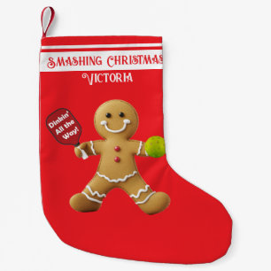 Benutzerdefinierter Text Pickleball Gingerbread Ch Kleiner Weihnachtsstrumpf