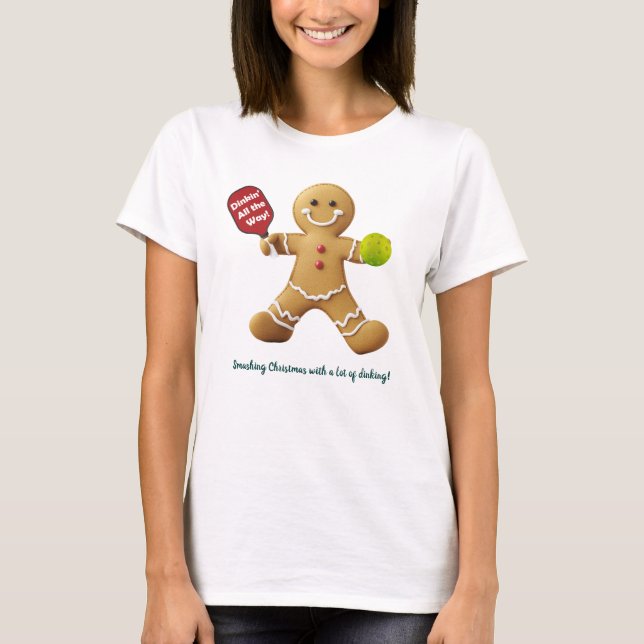 Benutzerdefinierter Text Pickleball Gingerbread Ch T-Shirt (Vorderseite)