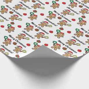 Benutzerdefinierter Text Pickleball Gingerbrot Leu Geschenkpapier