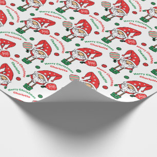Benutzerdefinierter Text Pickleball Merry Chris Geschenkpapier