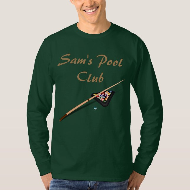 Benutzerdefinierter Text Pool Hall Billard Green T-Shirt (Vorderseite)