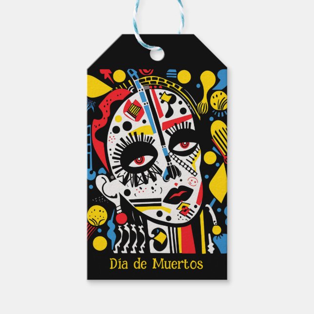 Benutzerdefinierter Text 💀 Pop Art Calavera Geschenkanhänger (Vorderseite)