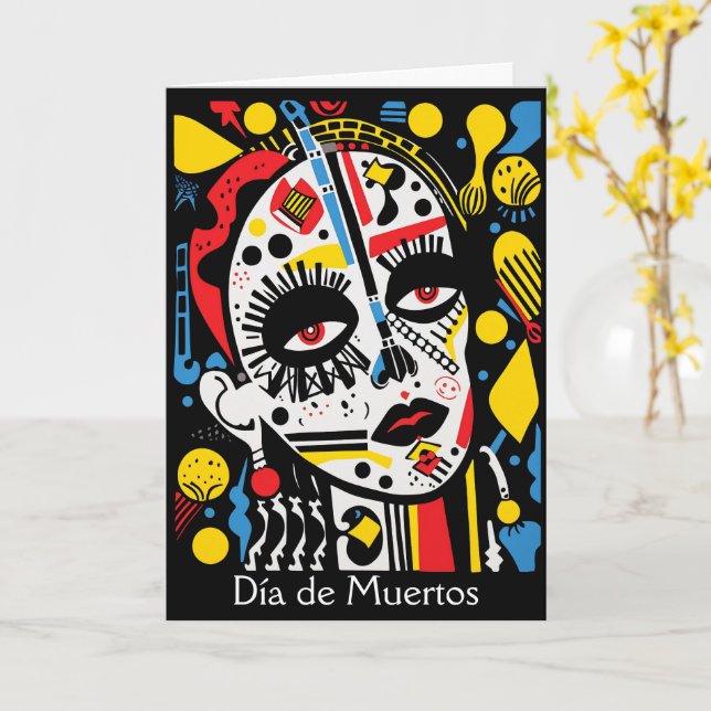 Benutzerdefinierter Text 💀 Pop Art Calavera Karte (Gelbe Blume)