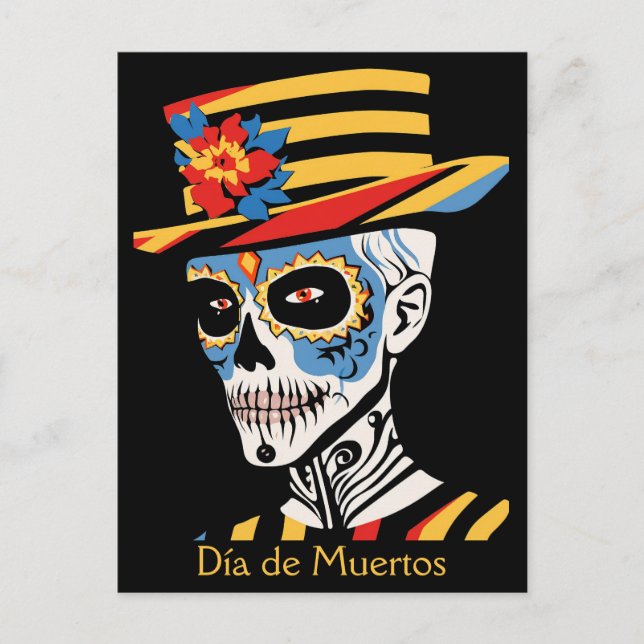 Benutzerdefinierter Text 💀 Pop Art Calavera Postkarte (Vorderseite)