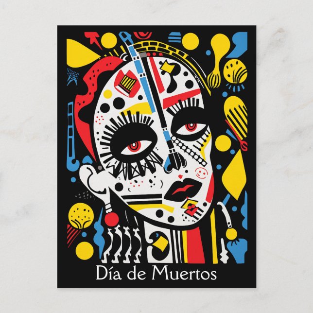 Benutzerdefinierter Text 💀 Pop Art Calavera Postkarte (Vorderseite)