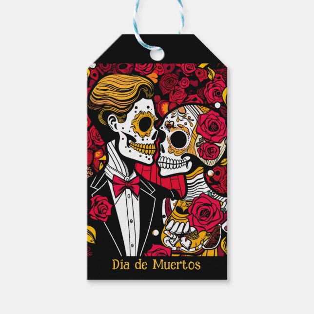 Benutzerdefinierter Text 💀 Pop Día de Muertos Geschenkanhänger (Vorderseite)