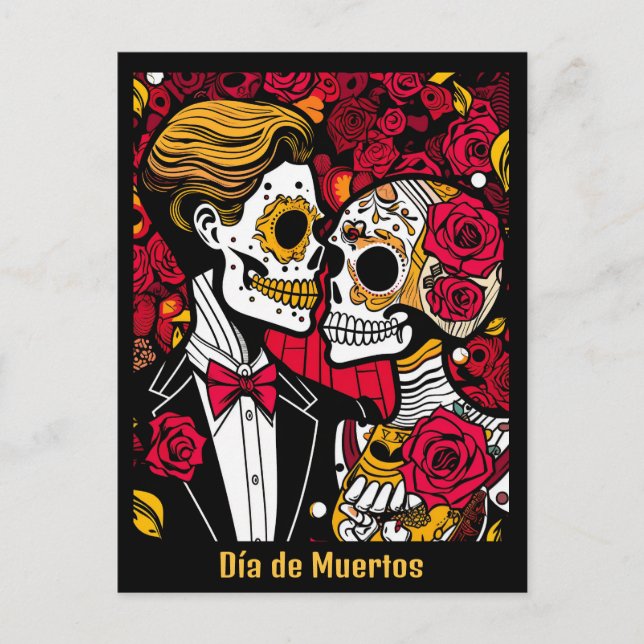 Benutzerdefinierter Text 💀 Pop Día de Muertos Postkarte (Vorderseite)