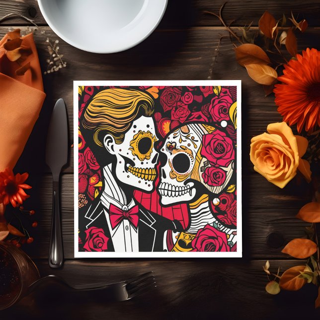 Benutzerdefinierter Text 💀 Pop Día de Muertos Serviette (Custom text 💀 Pop Día de Muertos Napkins)
