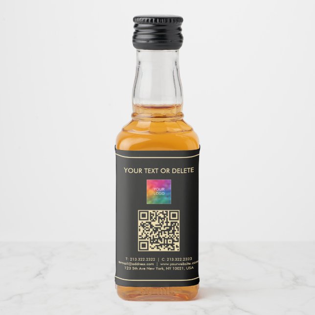 Benutzerdefinierter Text QR Code Einfaches Mini Alkoholflaschenetikett (Vorderseite)