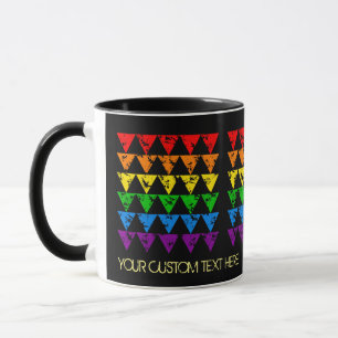 Benutzerdefinierter Text Rainbow-Dreiecke-Tasse Tasse