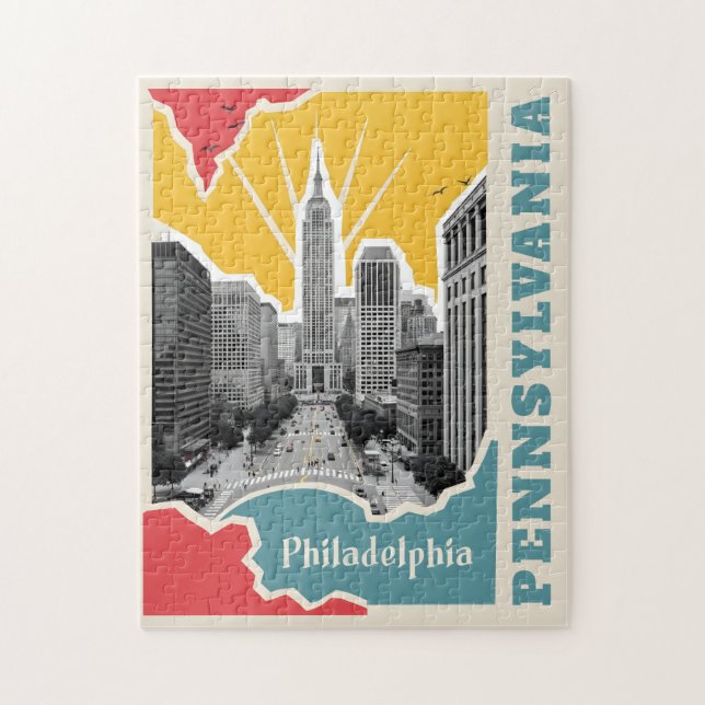 Benutzerdefinierter Text Retro Philadelphia Puzzle (Vertikal)