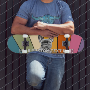 Benutzerdefinierter Text Retro Rad Cool Regenbogen Skateboard