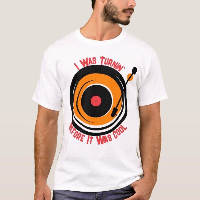 Benutzerdefinierter Text Retromusik Turntable Viny T-Shirt (Vorderseite)