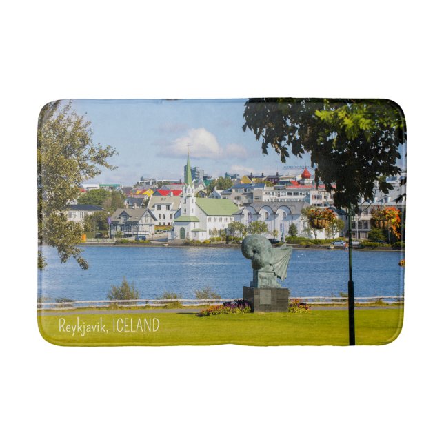 Benutzerdefinierter Text Reykjavik, Island Badematte (Vorderseite)