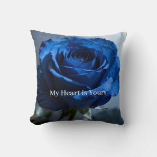 Benutzerdefinierter Text - Romantische blaue Rose  Kissen