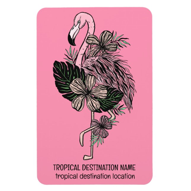 Benutzerdefinierter Text rosa Flamingo Magnet (Vertikal)